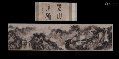 CHINESE LANDSCAPE SCROLL PAINTING, AFTER FU …