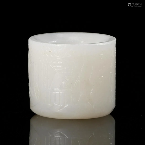 CHINESE WHITE JADE THUMB RING