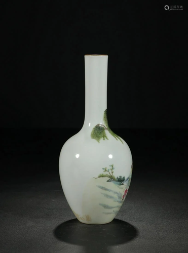 CHINESE FAMILLE ROSE PORCELAIN VASE, MARKED