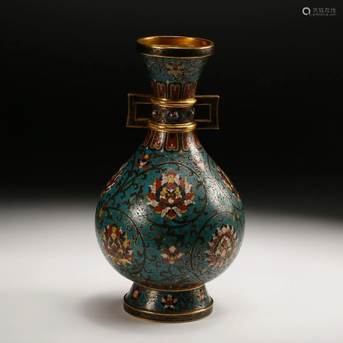 CHINESE CLOISONNE VASE WITH MARK, QING DY…