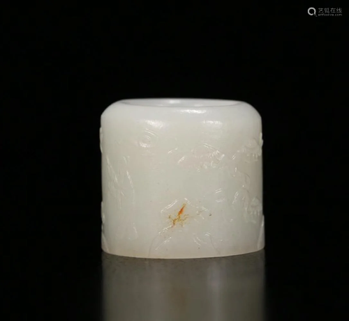 CHINESE HETIAN WHITE JADE THUMB RING