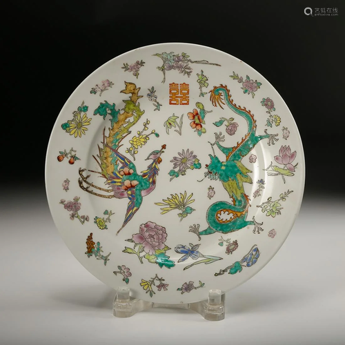 CHINESE FAMILLE ROSE PORCELAIN PLATE, QING DY…