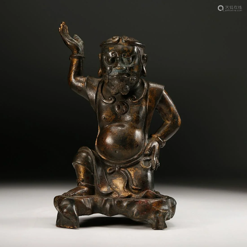 CHINESE BRONZE LOHAN FIGURINE