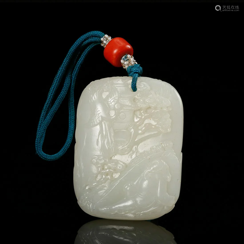 CHINESE WHITE JADE LANDSCAPE PENDANT