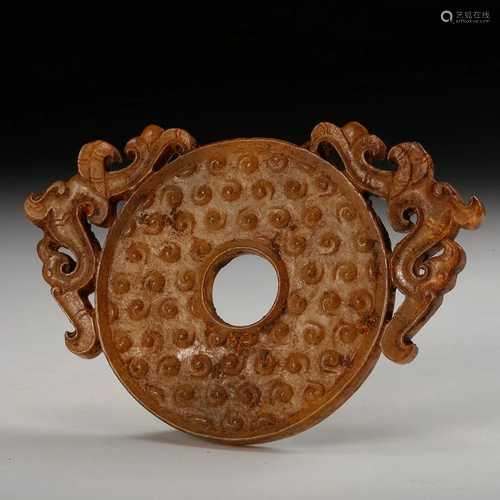 CHINESE ARCHAISTIC JADE BI DISK