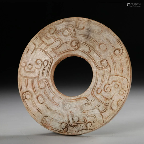 CHINESE ARCHAISTIC JADE BI DISK