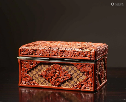 CHINESE CINNABAR LACQUER COVER BOX