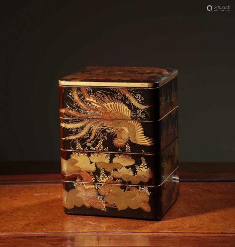 JAPANESE LACQUER WOOD STACKED BOXES