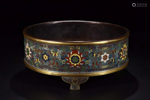 CHINESE CLOISONNE TRIPOD CENSER WITH MARK