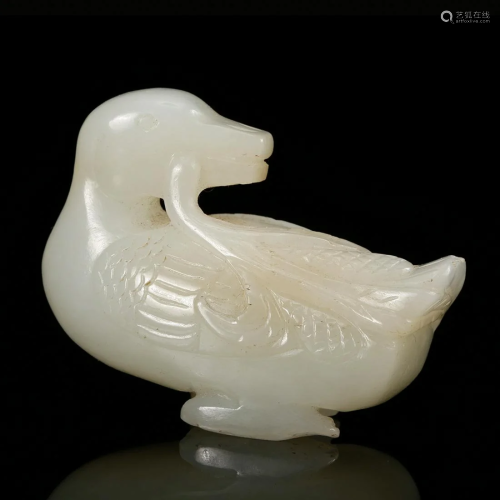 CHINESE WHITE JADE GOOSE, QING DYNASTY