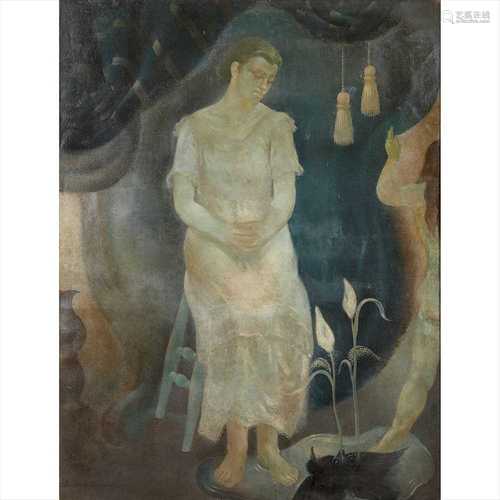 § DAVID DONALDSON R.S.A., R.P., L.L.D (SCOTTISH 1936-1996) LADY WITH LILIES