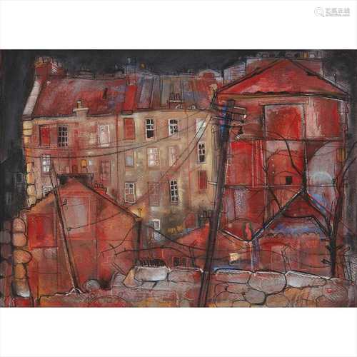 § DAVID TONER (SCOTTISH B.1944) RED TENEMENT