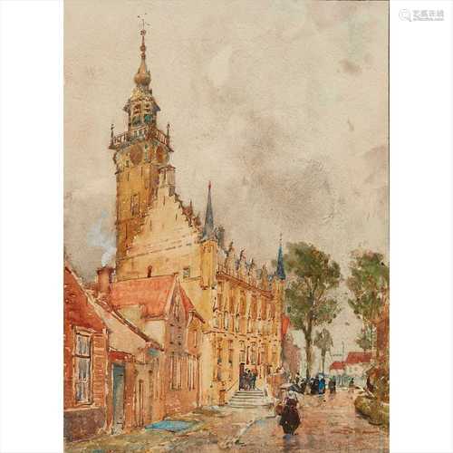 JAMES GARDEN LAING R.S.W. (SCOTTISH 1852-1915) VEERE TOWN HALL