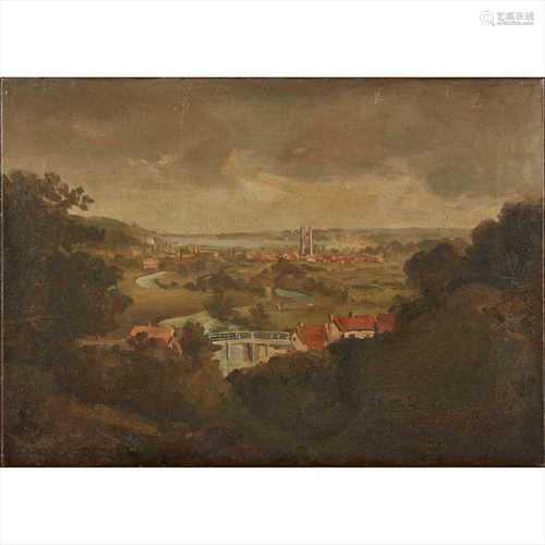 AFTER JOHN CONSTABLE RIVER LANDSCAPE WITH VIEW OF A DISTANT CITY