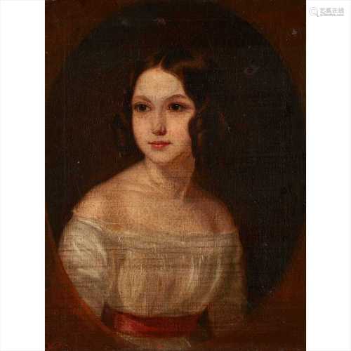 19TH CENTURY BRITISH SCHOOL HALF PORTRAIT OF A YOUNG GIRL