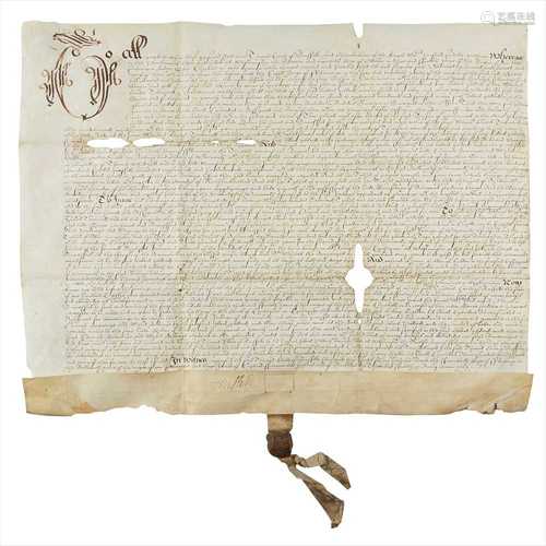 Howard, Thomas, 1st Earl of Suffolk (1561-1626) Vellum indenture, signed by Thomas, 1st Earl of