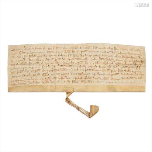 Copmanforde de Eston. Agreement between de Eston and Ysabella Nerithe, manuscript on vellum, in