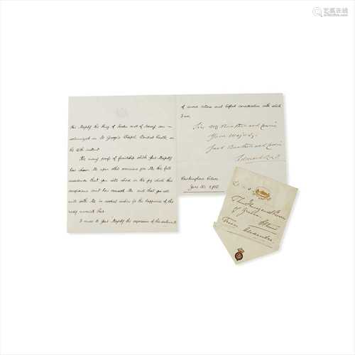 Edward VII (1841-1910), King of the United Kingdom of Great Britain and Ireland Letter signed