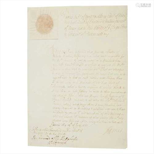 British Navy - James II (1633-1701), King of England, Scotland and Ireland Document signed (as Duke