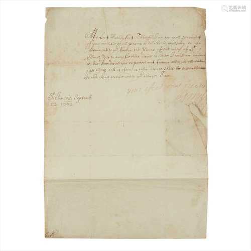 James the II & VII, King of England, Ireland & Scotland Document signed whilst Duke of York &