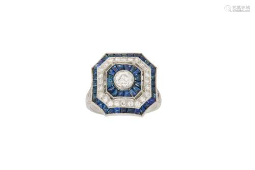 A sapphire and diamond cluster ring