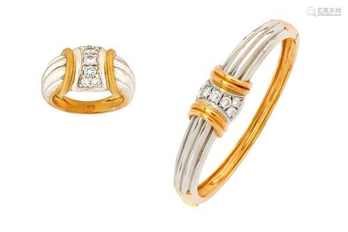 A diamond bangle and ring suite