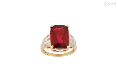 A red tourmaline and diamond ring