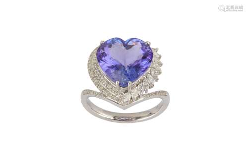 A tanzanite and diamond dress ring