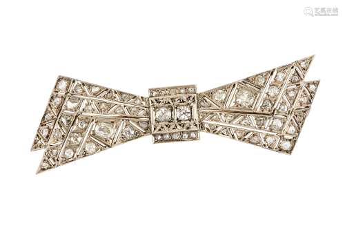 A diamond bow brooch