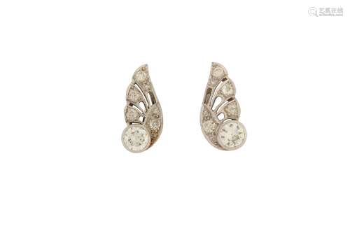 A pair of diamond earclips, circa 1955