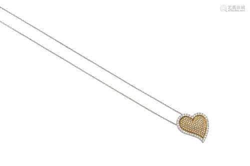 A diamond-set heart-shaped pendant necklace