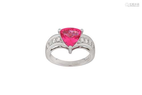 A pink spinel and diamond ring