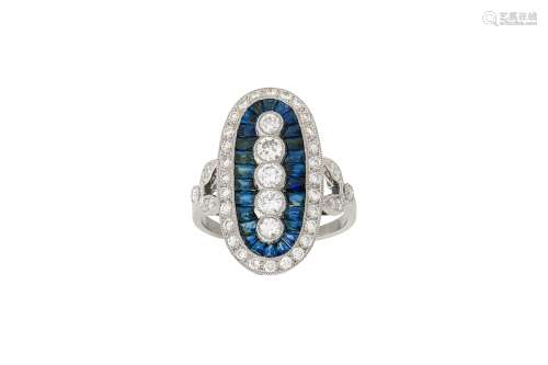 A sapphire and diamond dress ring