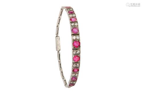 An early 20th century pink sapphire and diamond bracelet