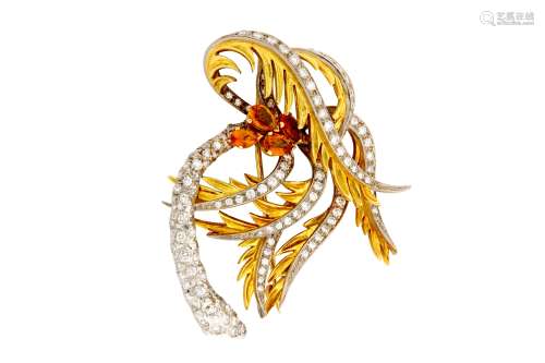 A citrine and diamond brooch, by Asprey, 1975