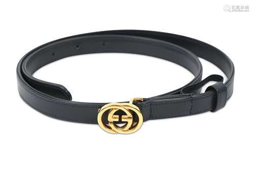 Gucci Navy Leather GG Belt