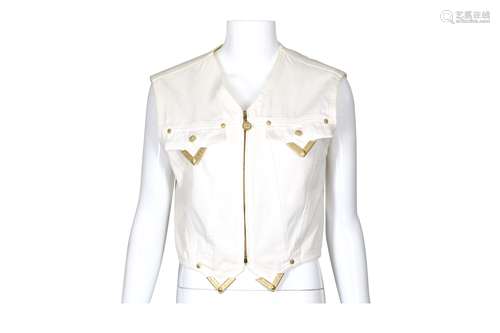 Versace Jeans Couture White Denim Waistcoat - size L