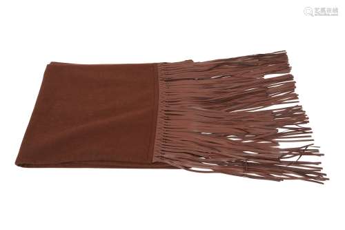 Hermes Brown Cashmere Fringed Scarf