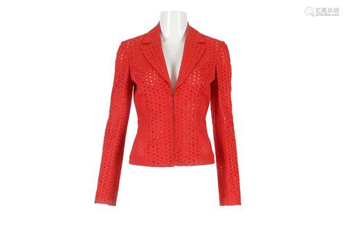 Gianni Versace Red Broderie Anglaise Jacket - size 38