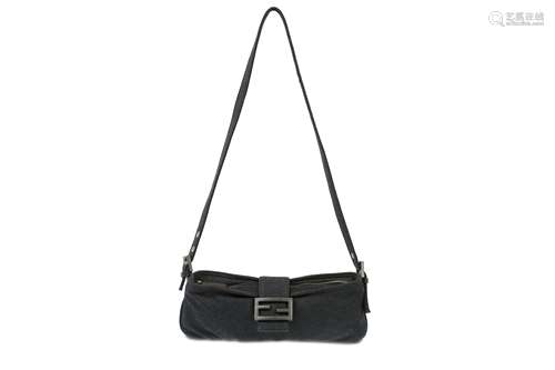 Fendi Charcoal Grey Jersey Fabric Baguette Bag