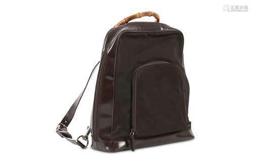 Gucci Brown Nylon Bamboo Backpack