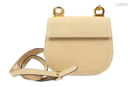 Salvatore Ferragamo Vintage Beige Suede Saddle Bag