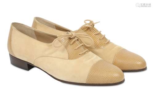 Salvatore Ferragamo Beige Suede Shoes - size 7.5