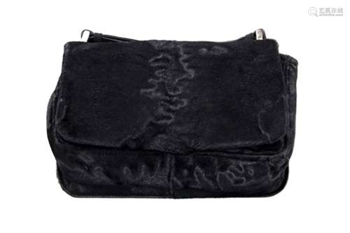 Vintage Prada Black Lamb Fur Shoulder Bag