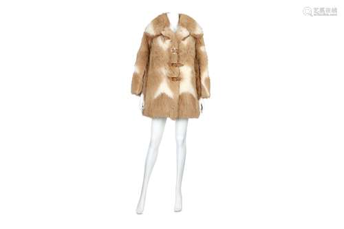 Gucci Nude and Beige Lamb Fur Coat with Buckles