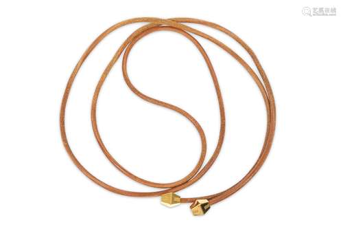 Hermes Brown Leather Tie Necklace