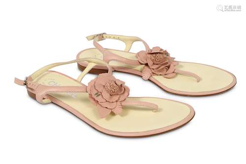 Chanel Blush Pink Camellia Sandals - size 38