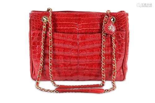 Chanel Red Alligator Shoulder Bag