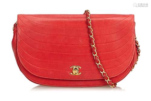 Chanel Red Half Moon Flap Bag