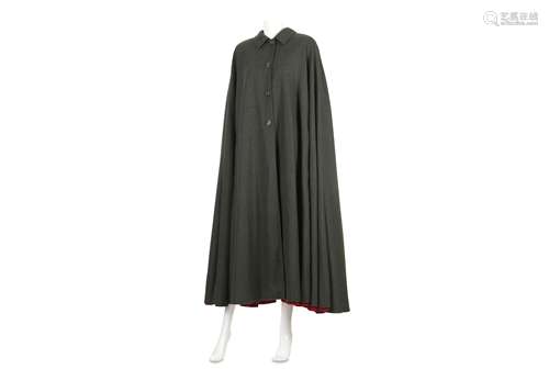 Valentino Moss Green and Red Wool Cape - size 10